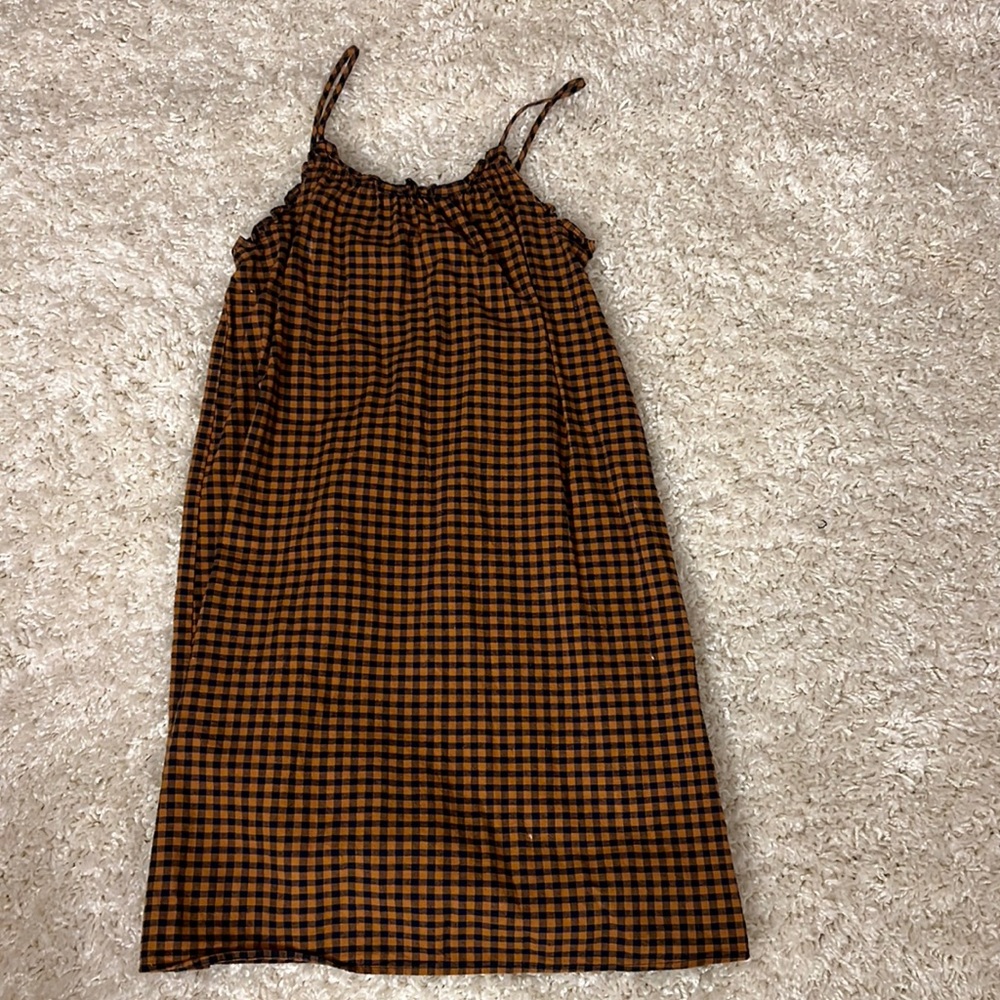 Cute black and orange gingham dress usually weared with shirt underneath